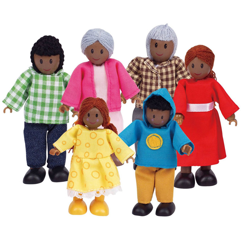 Famille de 6 poupées en bois pour maison de poupée, HAPE